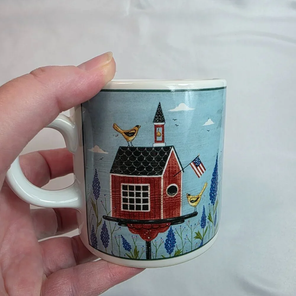 Sakura Birdhouses Creamer Blue with White Birdhouse Warren Kimball